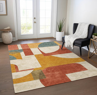 Piper Looms Chantille Mid Century ACN1692 Coral Machine Washable Area Rug Lifestyle Image Feature