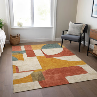 Piper Looms Chantille Mid Century ACN1692 Coral Machine Washable Area Rug Lifestyle Image Feature