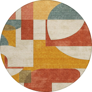 Piper Looms Chantille Mid Century ACN1692 Coral Machine Washable Area Rug Round Main Image