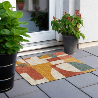 Piper Looms Chantille Mid Century ACN1692 Coral Machine Washable Area Rug Scatter Outdoor Lifestyle Image Feature