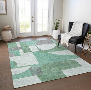 Piper Looms Chantille Mid Century ACN1692 Green Machine Washable Area Rug Lifestyle Image Feature