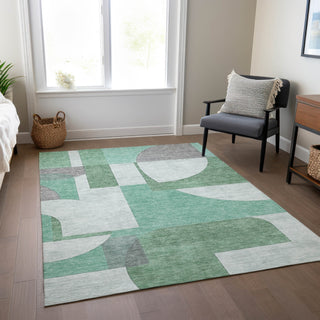 Piper Looms Chantille Mid Century ACN1692 Green Machine Washable Area Rug Lifestyle Image Feature
