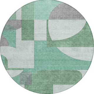 Piper Looms Chantille Mid Century ACN1692 Green Machine Washable Area Rug Round Main Image