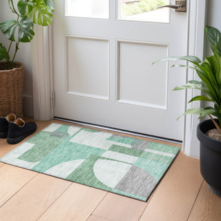 Piper Looms Chantille Mid Century ACN1692 Green Machine Washable Area Rug Scatter Lifestyle Image Feature