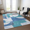 Piper Looms Chantille Mid Century ACN1692 Teal Machine Washable Area Rug Lifestyle Image Feature