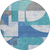 Piper Looms Chantille Mid Century ACN1692 Teal Machine Washable Area Rug Round Main Image