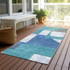 Piper Looms Chantille Mid Century ACN1692 Teal Machine Washable Area Rug Runner Outdoor Lifestyle Image Feature