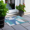 Piper Looms Chantille Mid Century ACN1692 Teal Machine Washable Area Rug Scatter Outdoor Lifestyle Image Feature