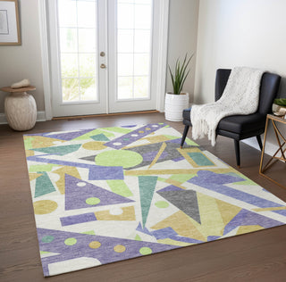 Piper Looms Chantille Geometric ACN1693 Lavender Machine Washable Area Rug Lifestyle Image Feature