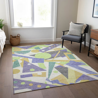 Piper Looms Chantille Geometric ACN1693 Lavender Machine Washable Area Rug Lifestyle Image Feature