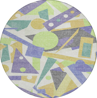 Piper Looms Chantille Geometric ACN1693 Lavender Machine Washable Area Rug Round Main Image