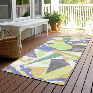 Piper Looms Chantille Geometric ACN1693 Lavender Machine Washable Area Rug Runner Outdoor Lifestyle Image Feature
