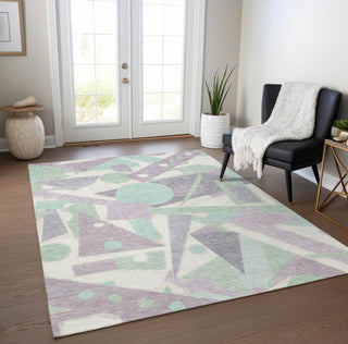 Piper Looms Chantille Geometric ACN1693 Lilac Machine Washable Area Rug Lifestyle Image Feature