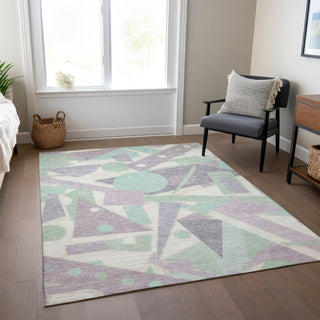 Piper Looms Chantille Geometric ACN1693 Lilac Machine Washable Area Rug Lifestyle Image Feature