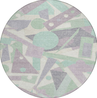 Piper Looms Chantille Geometric ACN1693 Lilac Machine Washable Area Rug Round Main Image