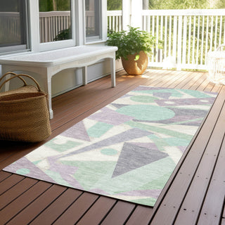 Piper Looms Chantille Geometric ACN1693 Lilac Machine Washable Area Rug Runner Outdoor Lifestyle Image Feature
