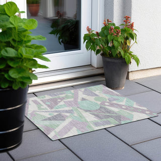 Piper Looms Chantille Geometric ACN1693 Lilac Machine Washable Area Rug Scatter Outdoor Lifestyle Image Feature