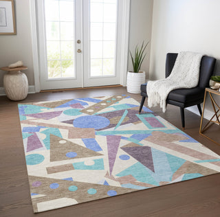 Piper Looms Chantille Geometric ACN1693 Mocha Machine Washable Area Rug Lifestyle Image Feature