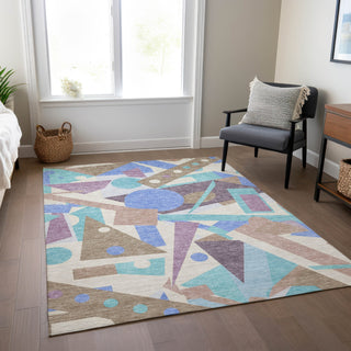 Piper Looms Chantille Geometric ACN1693 Mocha Machine Washable Area Rug Lifestyle Image Feature