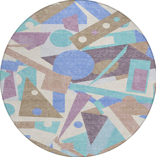 Piper Looms Chantille Geometric ACN1693 Mocha Machine Washable Area Rug Round Main Image