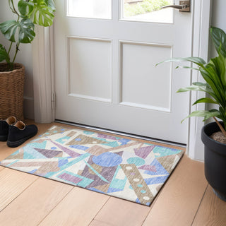 Piper Looms Chantille Geometric ACN1693 Mocha Machine Washable Area Rug Scatter Lifestyle Image Feature