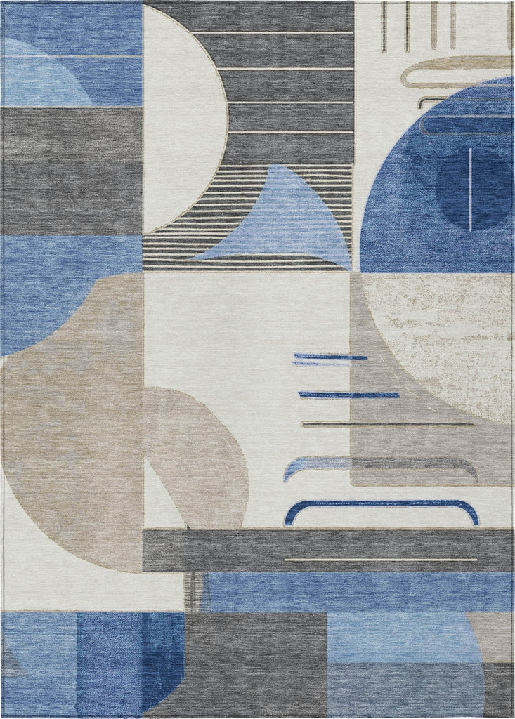 Piper Looms Chantille Geometric ACN1694 Blue Machine Washable Area Rug main image