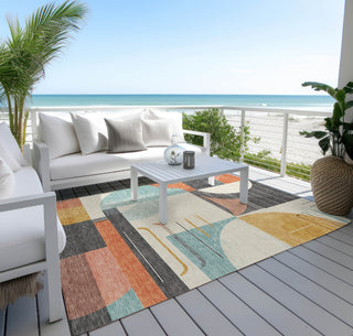 Piper Looms Chantille Geometric ACN1694 Gray Machine Washable Area Rug Outdoor Lifestyle Image Feature