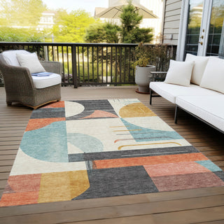 Piper Looms Chantille Geometric ACN1694 Gray Machine Washable Area Rug Outdoor Lifestyle Image Feature