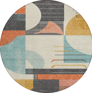 Piper Looms Chantille Geometric ACN1694 Gray Machine Washable Area Rug Round Main Image
