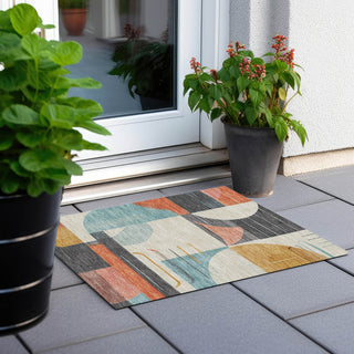 Piper Looms Chantille Geometric ACN1694 Gray Machine Washable Area Rug Scatter Outdoor Lifestyle Image Feature