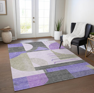 Piper Looms Chantille Geometric ACN1694 Lavender Machine Washable Area Rug Lifestyle Image Feature