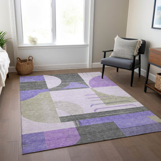 Piper Looms Chantille Geometric ACN1694 Lavender Machine Washable Area Rug Lifestyle Image Feature