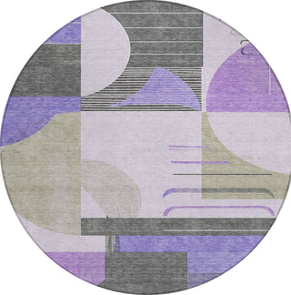 Piper Looms Chantille Geometric ACN1694 Lavender Machine Washable Area Rug Round Main Image