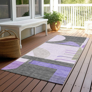 Piper Looms Chantille Geometric ACN1694 Lavender Machine Washable Area Rug Runner Outdoor Lifestyle Image Feature