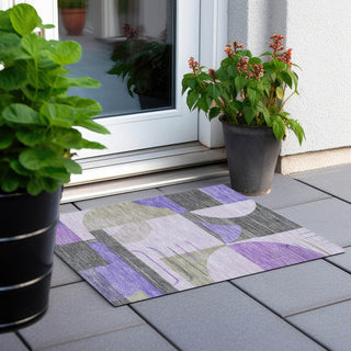 Piper Looms Chantille Geometric ACN1694 Lavender Machine Washable Area Rug Scatter Outdoor Lifestyle Image Feature