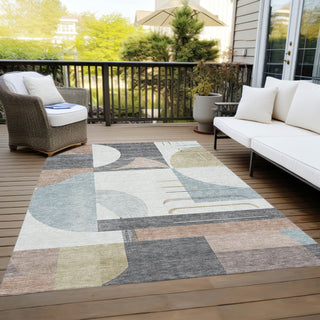 Piper Looms Chantille Geometric ACN1694 Paprika Machine Washable Area Rug Outdoor Lifestyle Image Feature