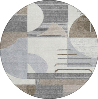 Piper Looms Chantille Geometric ACN1694 Taupe Machine Washable Area Rug Round Main Image