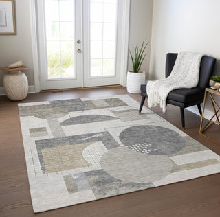 Piper Looms Chantille Geometric ACN1695 Beige Machine Washable Area Rug Lifestyle Image Feature