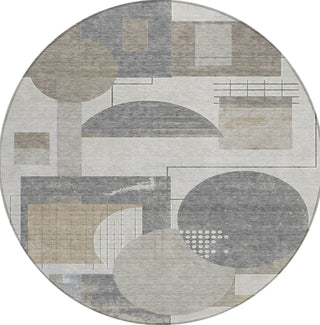 Piper Looms Chantille Geometric ACN1695 Beige Machine Washable Area Rug Round Main Image