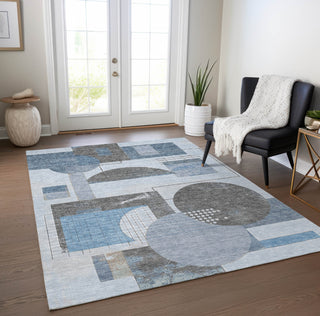 Piper Looms Chantille Geometric ACN1695 Blue Machine Washable Area Rug Lifestyle Image Feature