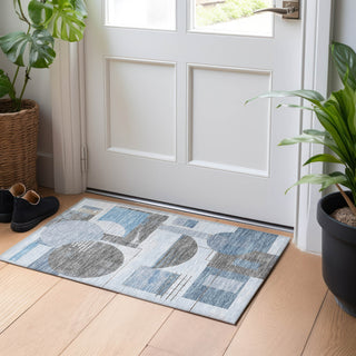 Piper Looms Chantille Geometric ACN1695 Blue Machine Washable Area Rug Scatter Lifestyle Image Feature