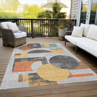 Piper Looms Chantille Geometric ACN1695 Gray Machine Washable Area Rug Outdoor Lifestyle Image Feature