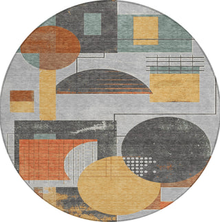 Piper Looms Chantille Geometric ACN1695 Gray Machine Washable Area Rug Round Main Image