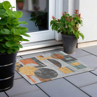Piper Looms Chantille Geometric ACN1695 Gray Machine Washable Area Rug Scatter Outdoor Lifestyle Image Feature