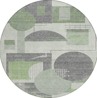 Piper Looms Chantille Geometric ACN1695 Green Machine Washable Area Rug Round Main Image