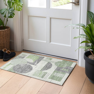 Piper Looms Chantille Geometric ACN1695 Green Machine Washable Area Rug Scatter Lifestyle Image Feature