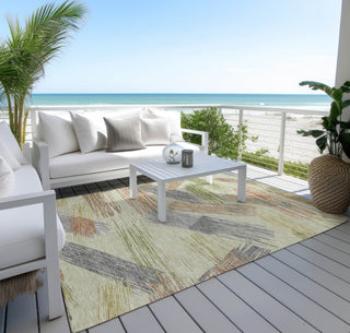 Piper Looms Chantille Stripes ACN1696 Aloe Machine Washable Area Rug Outdoor Lifestyle Image Feature