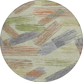 Piper Looms Chantille Stripes ACN1696 Aloe Machine Washable Area Rug Round Main Image