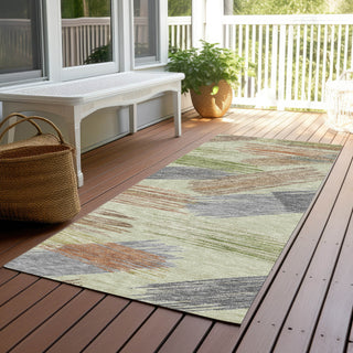 Piper Looms Chantille Stripes ACN1696 Aloe Machine Washable Area Rug Runner Outdoor Lifestyle Image Feature