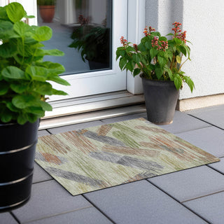 Piper Looms Chantille Stripes ACN1696 Aloe Machine Washable Area Rug Scatter Outdoor Lifestyle Image Feature